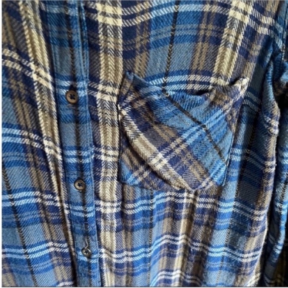 Free People Joplin shirt blue plaid button down flannel long sleeves - Picture 4 of 9